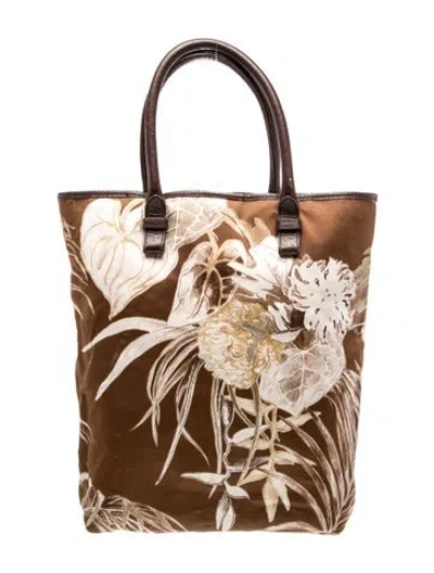 Pre-owned Ferragamo Satin Top Handle Bag In Brown