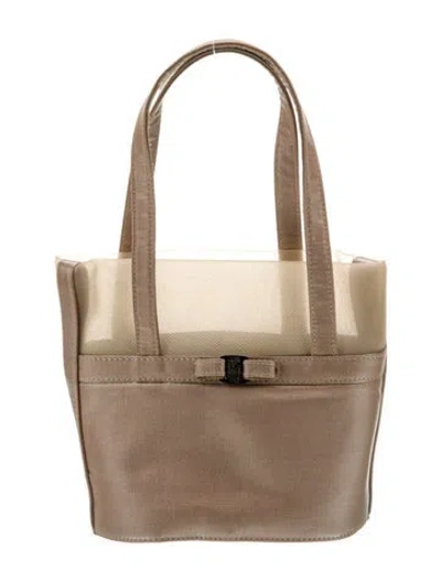 Pre-owned Ferragamo Satin Top Handle Bag In Neutral