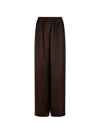 Ferragamo Satin Trouser In Brown