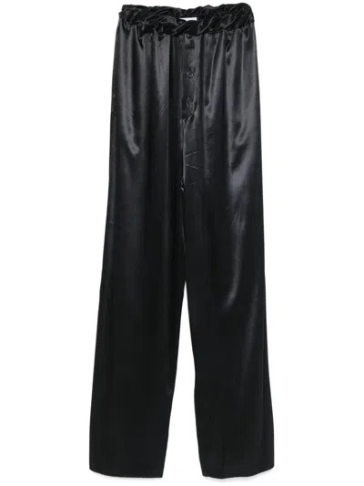 Ferragamo Satin Trousers In Black