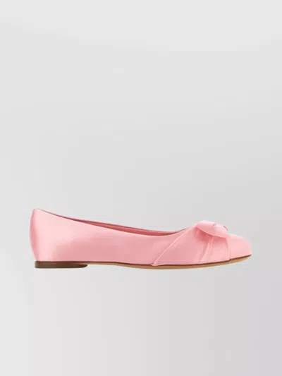 Ferragamo Satin Varina Ballerinas Bow Tonal In Pink