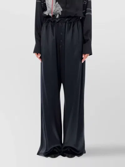 FERRAGAMO SATIN WIDE LEG HIGH RISE TROUSERS