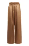 Ferragamo Satin Wide-leg Trousers In Brown
