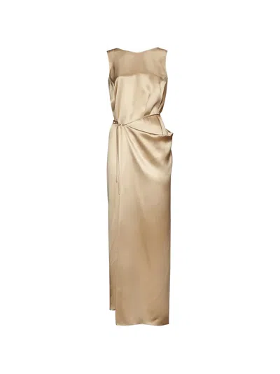 Ferragamo Satin-finish Wrap-style Maxi Dress In Multi