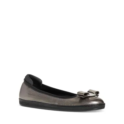 Ferragamo Savina Womens Leather Slip-on Ballet Flats In Gray
