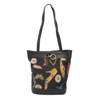 Pre-owned Ferragamo Sayan Canvas Tote Bag () In Black