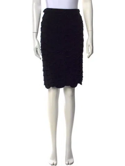 Pre-owned Ferragamo Scalloped Accent Knee-length Skirt In Black