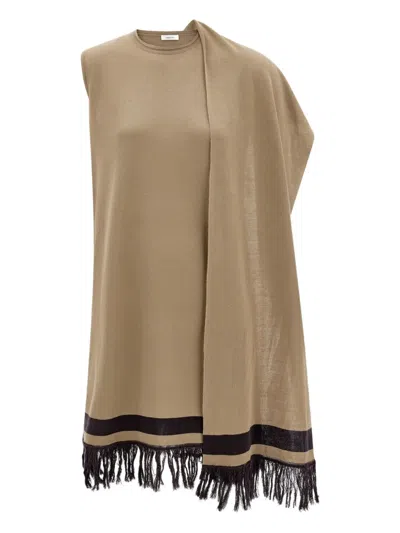Ferragamo Mini Dress With Fringe Detail In White