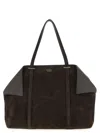 Ferragamo Women Brown Tote Bag With Folded Angles And Embossed Logo Lettering On The Front In Suede In Brown