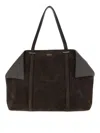 Ferragamo Women Brown Tote Bag With Folded Angles And Embossed Logo Lettering On The Front In Suede In Brown