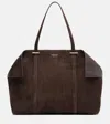 Ferragamo Scarf Large Suede Tote Bag In Brown