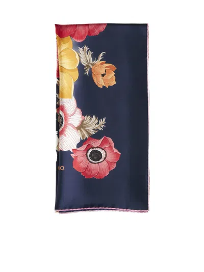 Ferragamo Scarf In Marine/ivory/rose