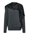 Ferragamo Satin Scarf Wool Sweater In Blue
