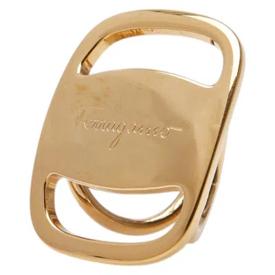 Pre-owned Ferragamo Scarf Ring () In Gold