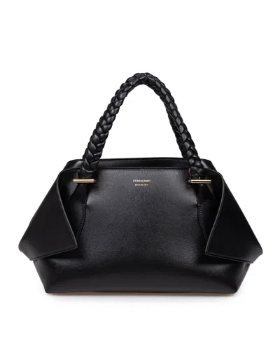 Ferragamo Scarf Sh Handbag In Calfskin Color Black