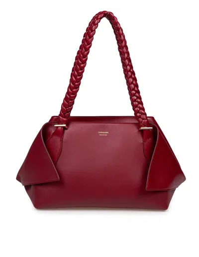 Ferragamo Scarf Sh M Handbag In Calfskin Color Burgundy