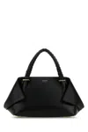 Ferragamo Structured Handbag With Braided Handle And Folded Accents In Black