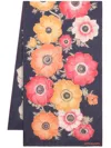 Ferragamo Anemone Print Silk Scarf In Blue