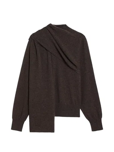 Ferragamo Scark-detail Cardigan In Brown