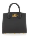 Ferragamo Studio Box Mini Leather Top-handle Bag In Black