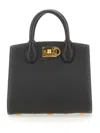 Ferragamo Studio Box Mini Leather Top-handle Bag In Black