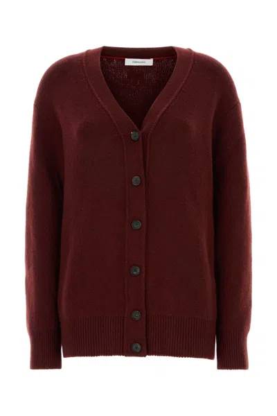 Ferragamo Scollo Cardigan In Burgundy