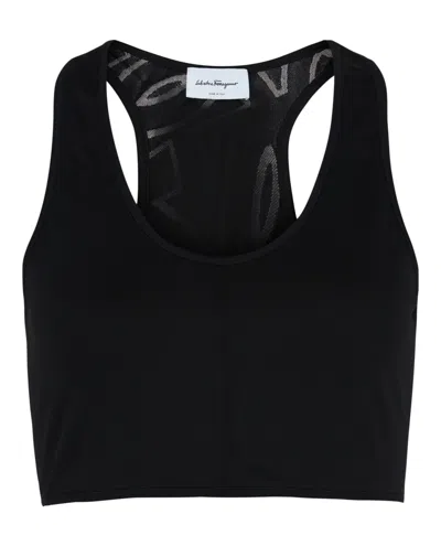 Ferragamo Scoop Neck Cropped Top In Black