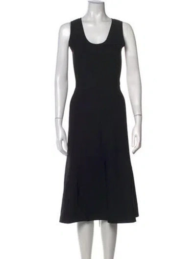 Pre-owned Ferragamo Scoop Neck Midi Length Dress In Black