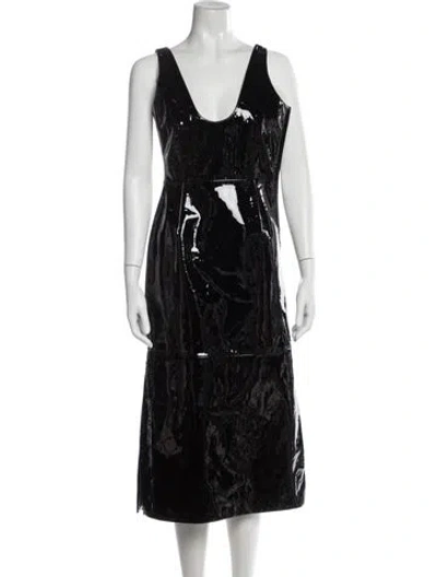 Pre-owned Ferragamo Scoop Neck Midi Length Dress In Green