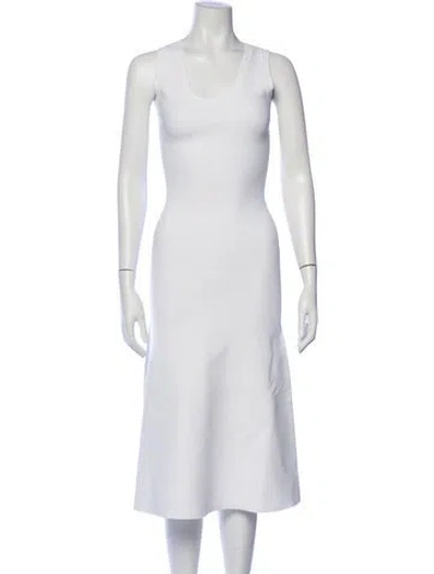 Pre-owned Ferragamo Scoop Neck Midi Length Dress In White