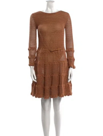 Pre-owned Ferragamo Scoop Neck Mini Dress In Brown