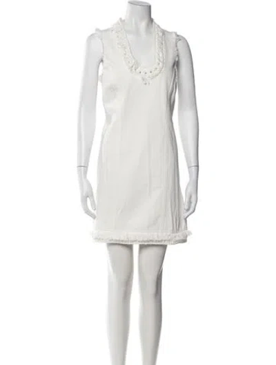 Pre-owned Ferragamo Scoop Neck Mini Dress In White