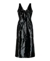 Ferragamo Scoop Neck Patent Leather Midi Dress In Black