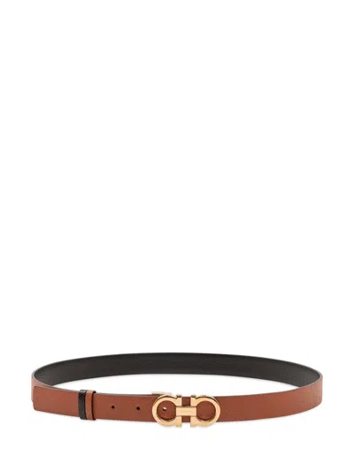 Ferragamo Score Belt H.25 - A Stylish Accessory In New Cognac-nero
