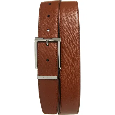 Ferragamo Score Reversible Leather Belt In Radica Nero