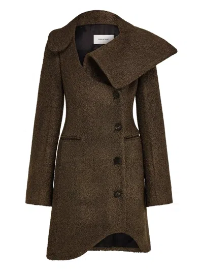 Ferragamo Sculptural Cut Coat In Green