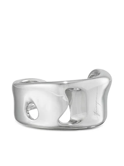 Ferragamo Sculptural Cuff In Silver