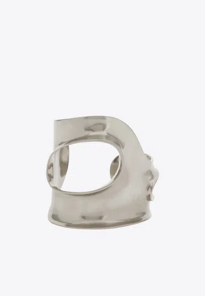Ferragamo Sculptural Cuff In Silver