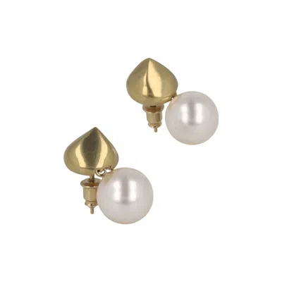 Pre-owned Ferragamo Sculptural Faux Pearl Earrings 'gold' | Women's Size Onesize