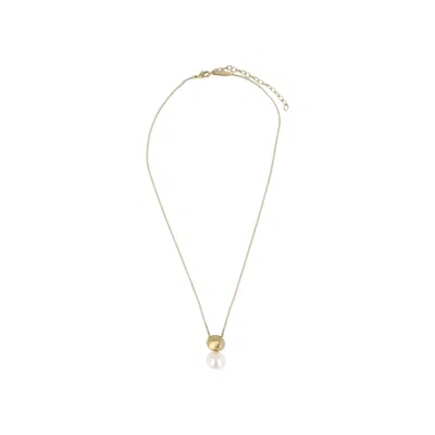 Pre-owned Ferragamo Sculptural Pendant Faux Pearl Necklace 'gold' | Women's Size Onesize