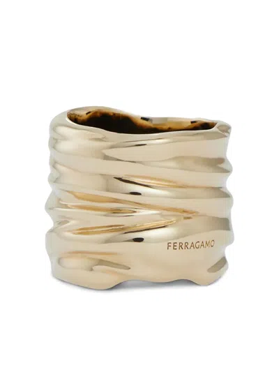 Ferragamo Sculptural Ring In Gold