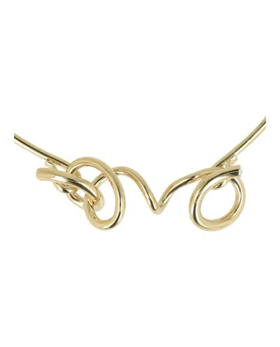 Ferragamo Sculptural Semi-rigid Collar In Gold