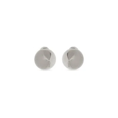 Ferragamo Sculptural Silver Stud Earrings In ["grey"]
