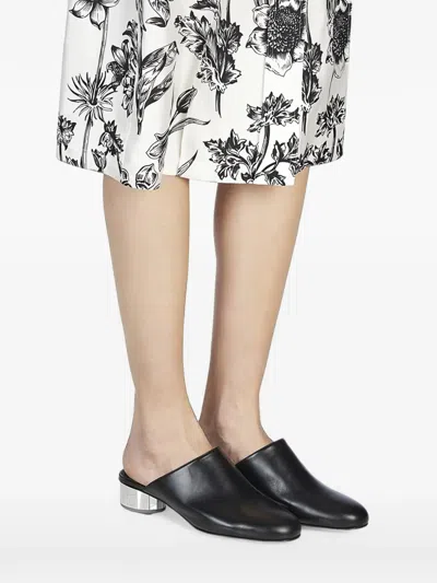 Ferragamo Sculptural-heel Leather Mules In Black