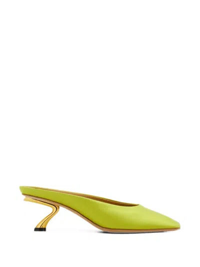 Ferragamo Sculptural-heel Mules In Green