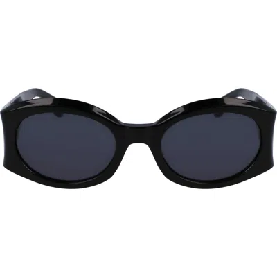 Ferragamo Sculpture 55mm Oval Sunglasses In Black