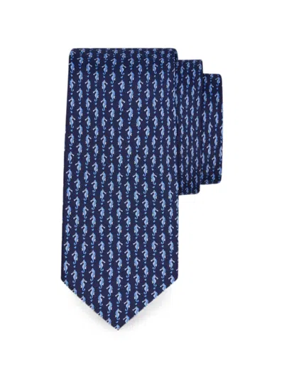Ferragamo Seahorse-print Silk Tie In Burgundy
