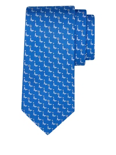 Ferragamo アザラシ ネクタイ In Blue