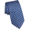 Ferragamo Seal Print Silk Tie In Blue