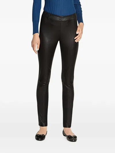 Ferragamo Seam-detail Leather Trousers In Black